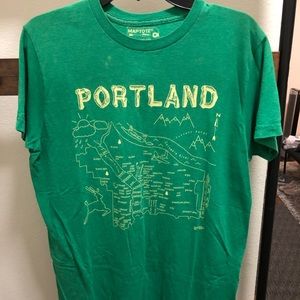 Men’s Green Portland City Map Short Sleeve Tee M